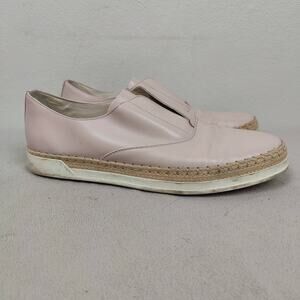 Tod's‎ Sneaker Espadrilles Womens 39.5 Pink Leather Slip On Preppy Designer